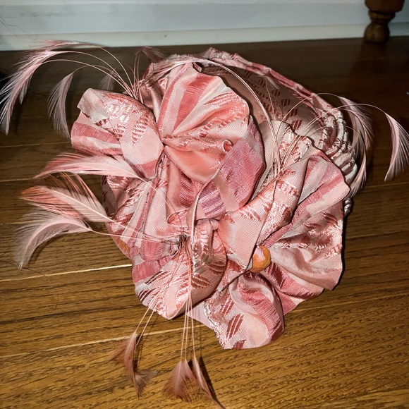 Paula Singleton hat pink feather Easter fascinator wedding church party holiday - Picture 6 of 6